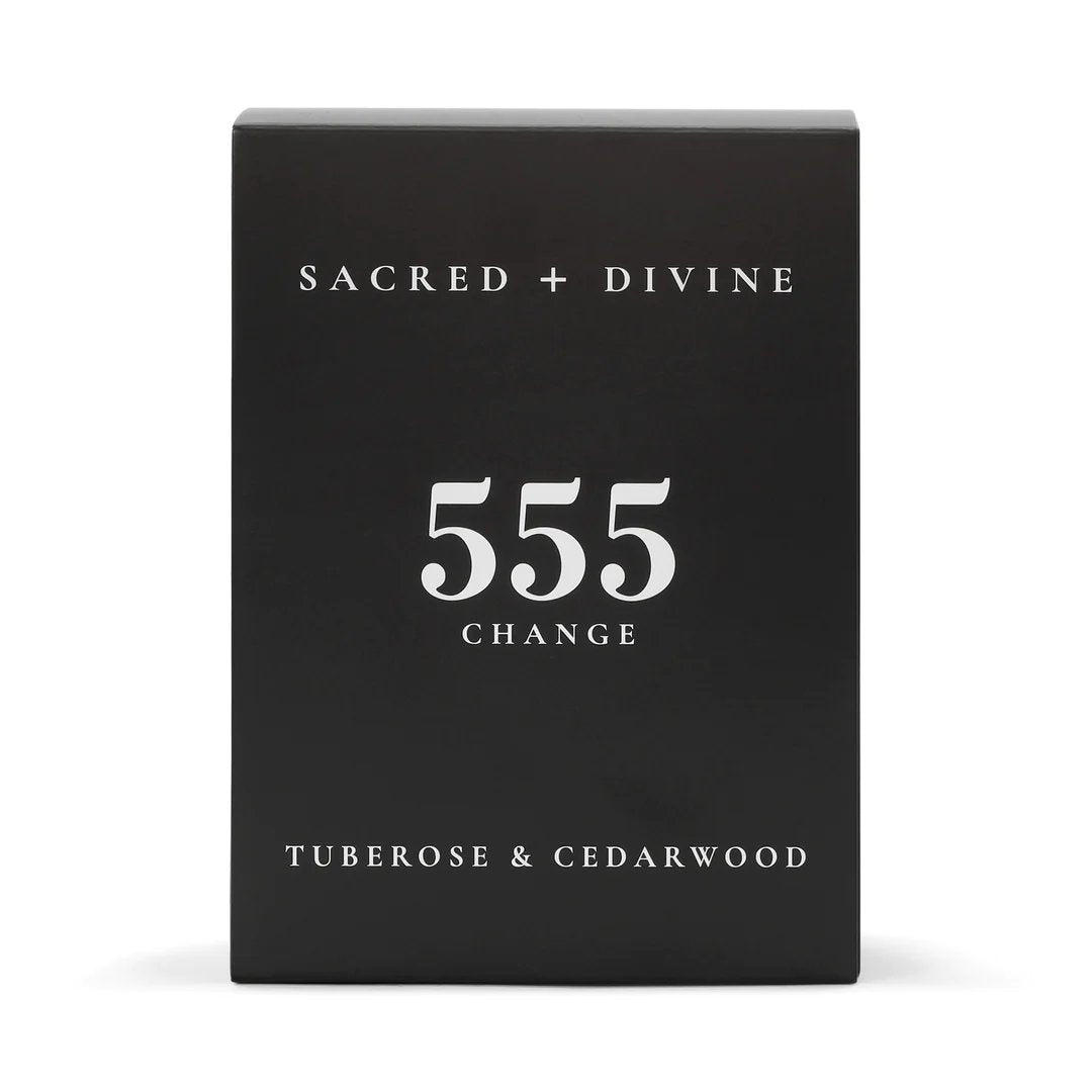 Sacred + Divine Candle • 555 / CHANGE / TUBEROSE & CEDARWOOD