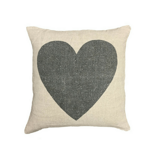 Sugarboo Black Heart Linen Pillow