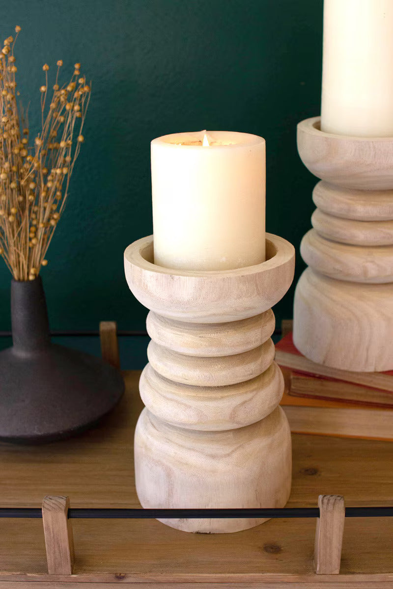 Kalalou Wooden Pillar Candle Holder