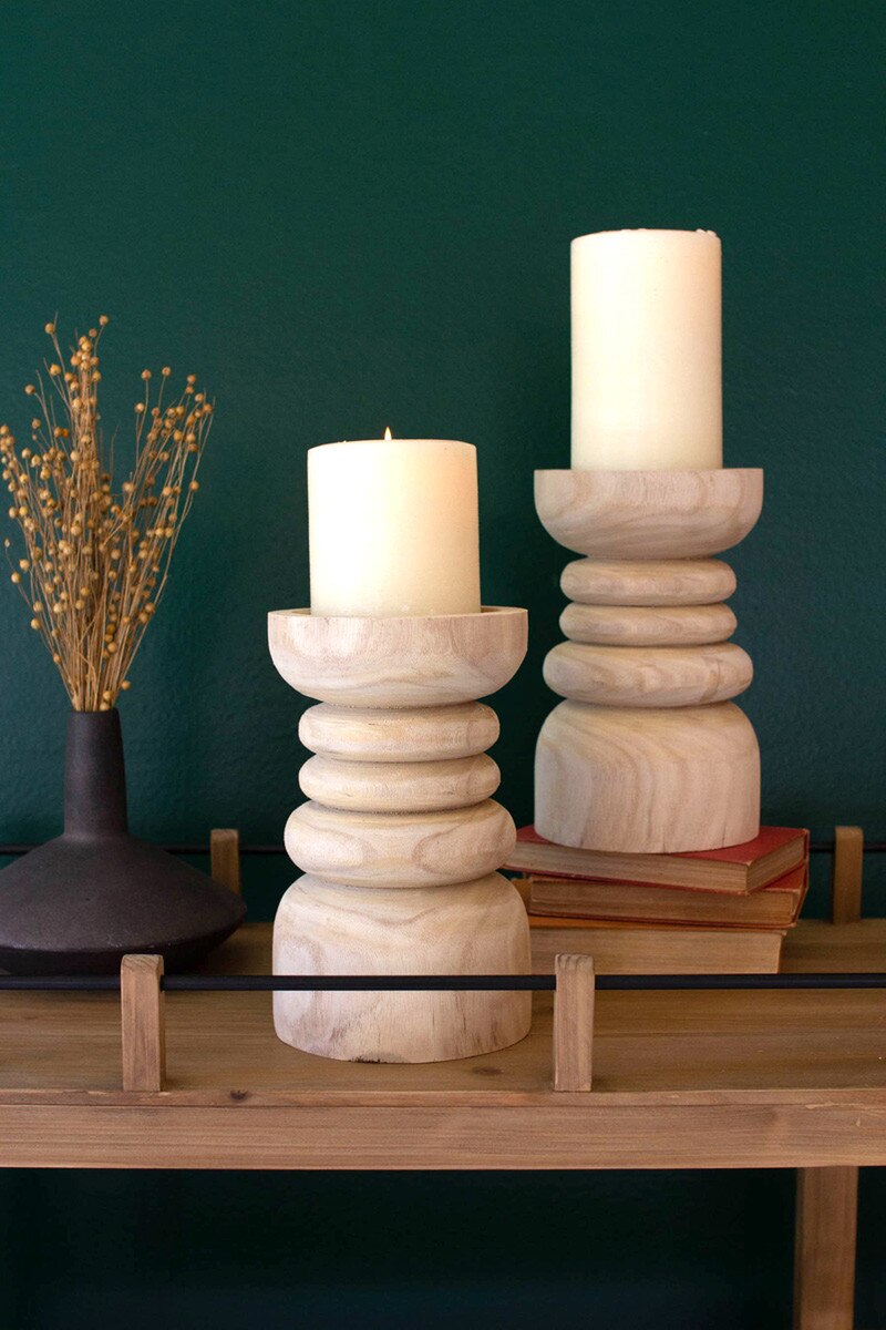 Kalalou Wooden Pillar Candle Holder