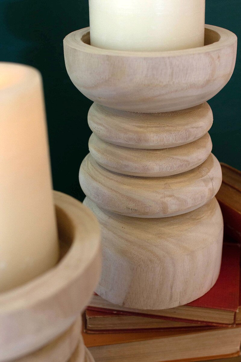 Kalalou Wooden Pillar Candle Holder