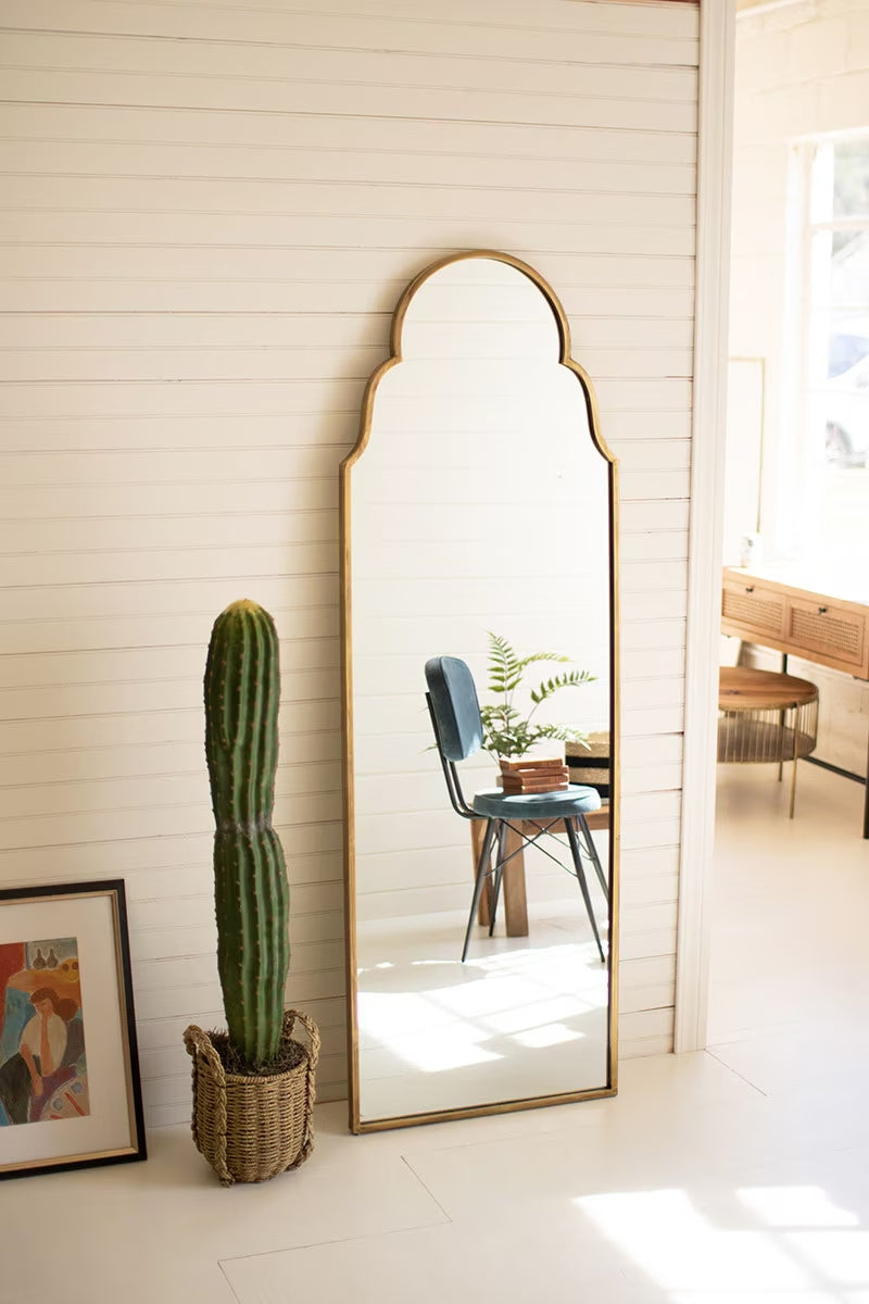 Kalalou Large Arched Mirror with Brass Frame