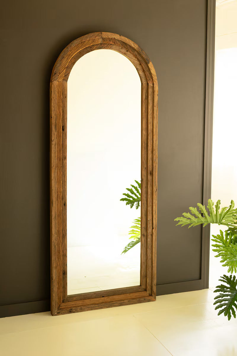 Kalalou Arched Top Recycled Framed Floor Mirror