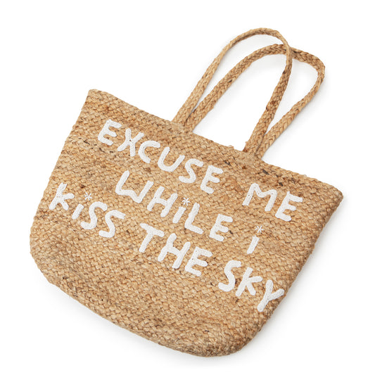 Sugarboo Jute Basket with Handles - Excuse Me While I Kiss the Sky (Large)