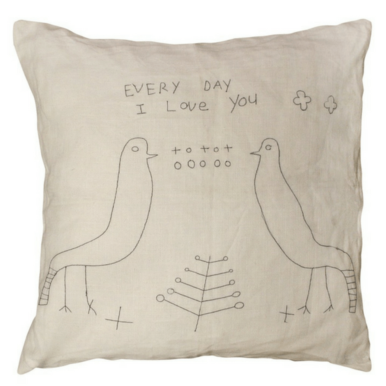 Two Birds Stitched Pillow