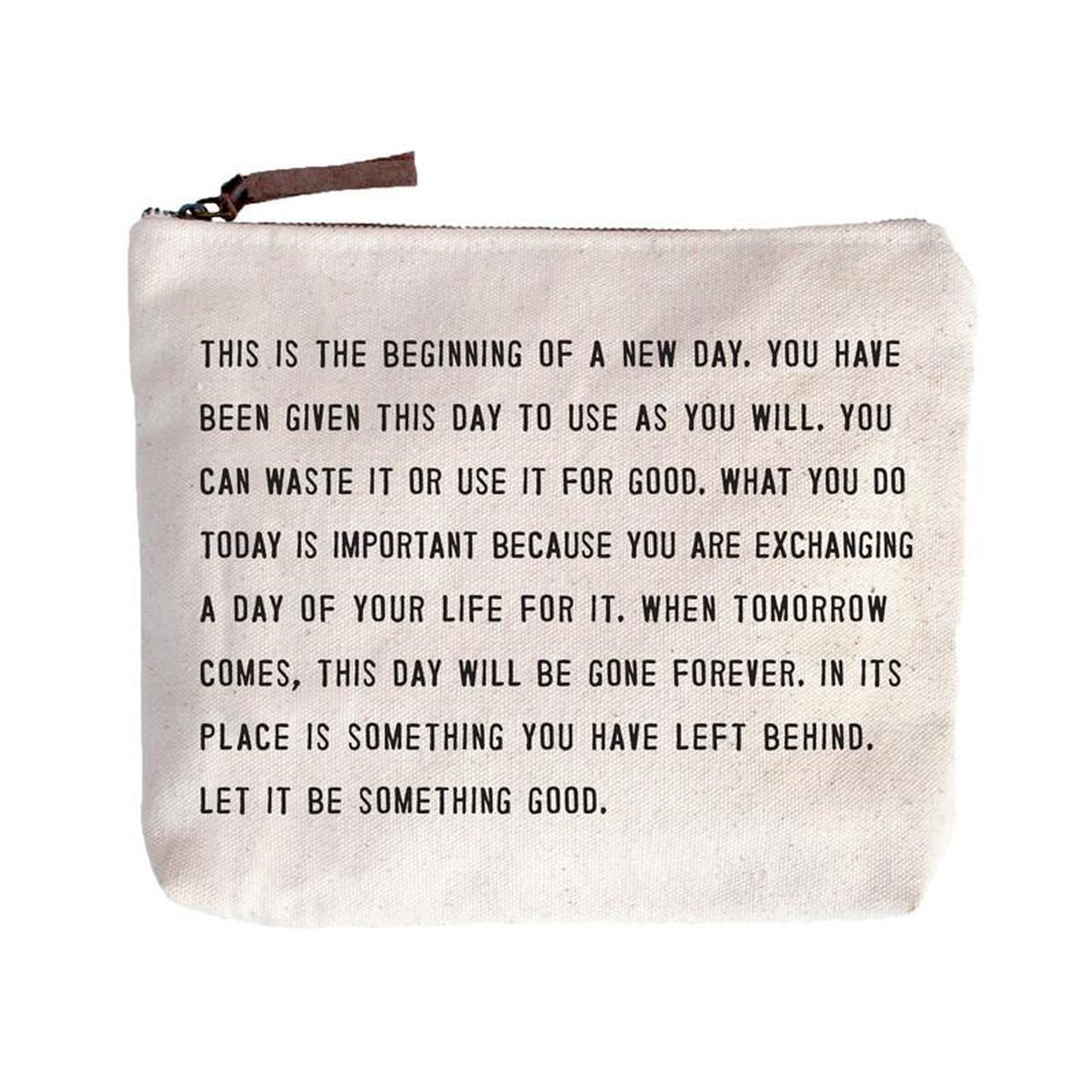 Canvas pouches with discount sayings