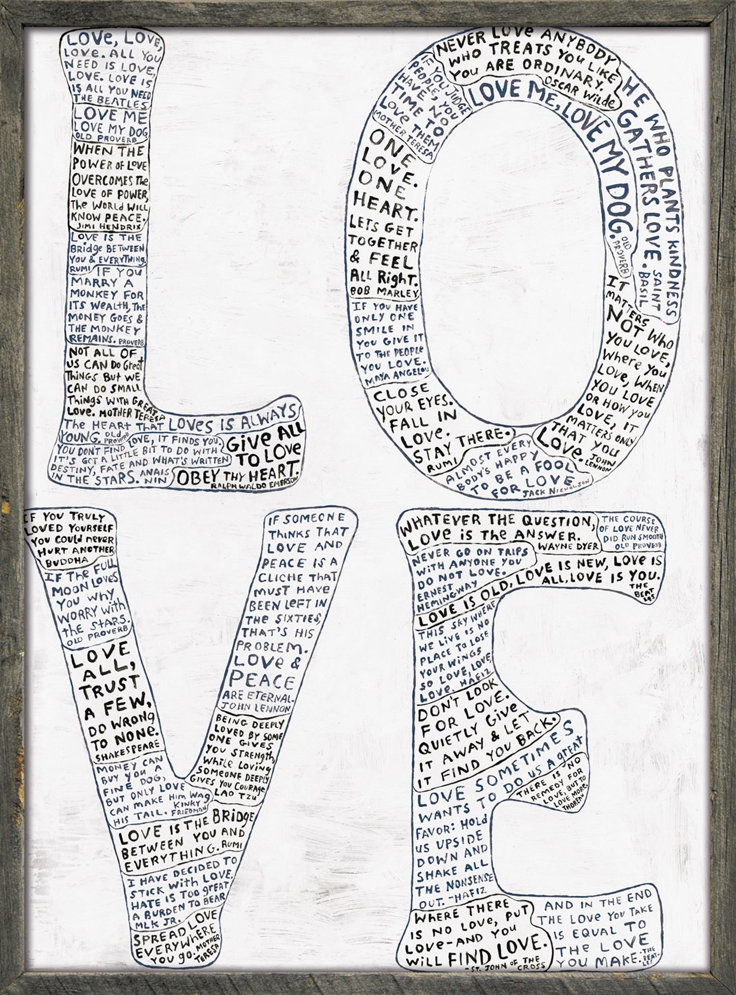 Sugarboo L-O-V-E in White Art Print